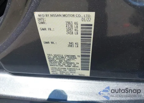 2022 Nissan Altima Sr Fwd z USA, uszkodzony, nr VIN 1N4BL4CVXNN390054